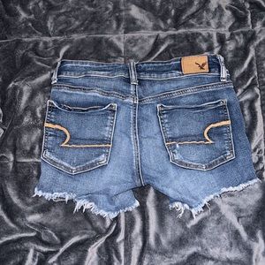 Size 2 dark wash American eagle jean shorts , mid rise shortie